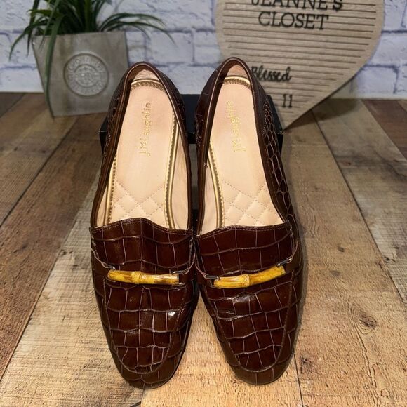 J Mclaughlin Womens Brown Leather Crocodile Loafers Sz 9.5 Bamboo Dillon3 - Picture 10 of 10